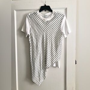 MONSE Asymetrical Stripe Tee Shirt Top M VGC